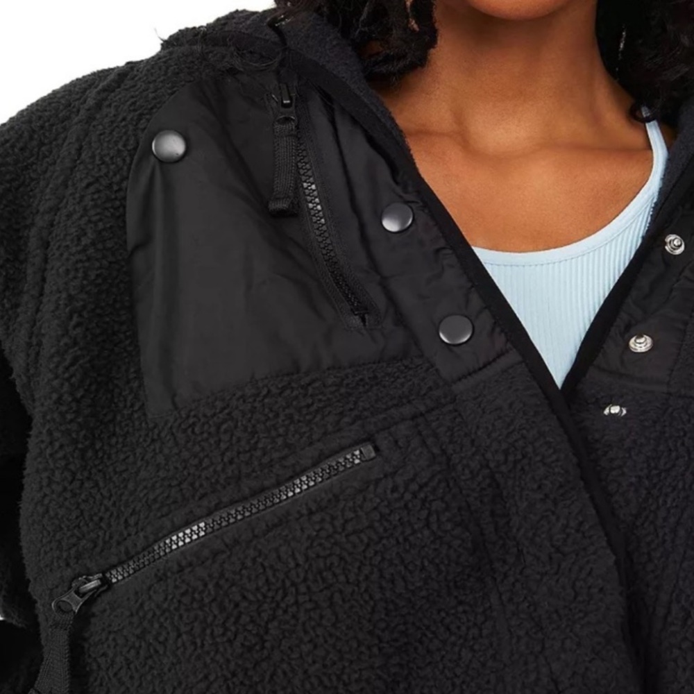 Free People X Free People Movement Hit The Slopes Black Fleece Jacket Size Small - Picture 6 of 14